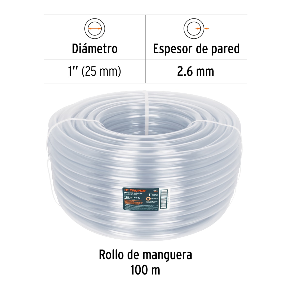 Manguera 1'' industrial en rollo de 100 m Truper2