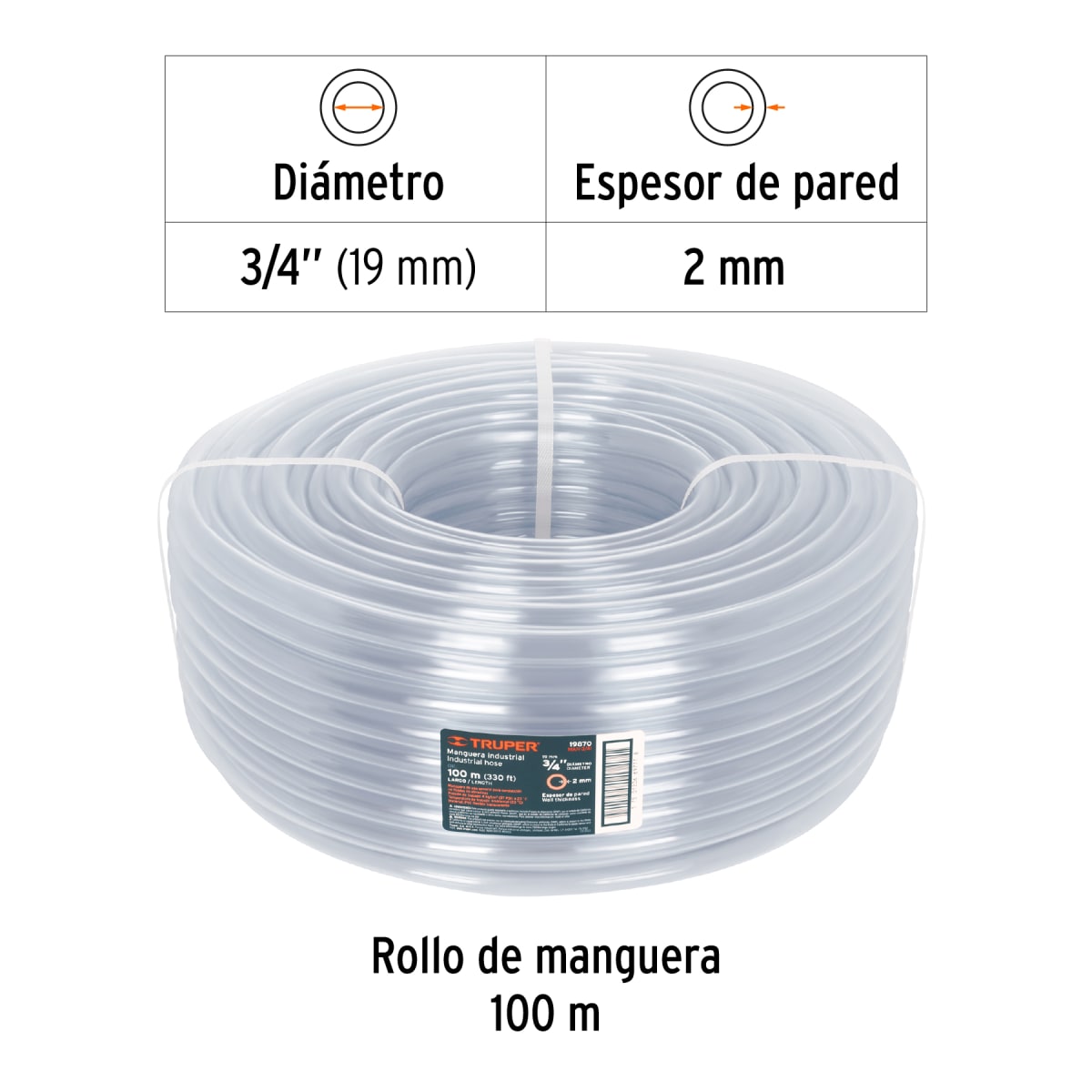 Manguera 3/4'' industrial en rollo de 100 m Truper2