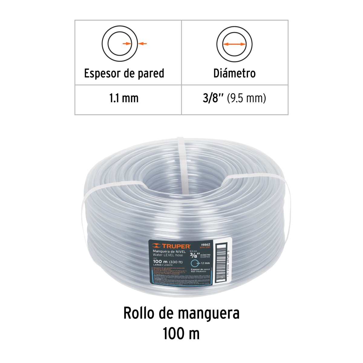 Manguera 3/8'' de nivel en rollo de 100 m Truper2