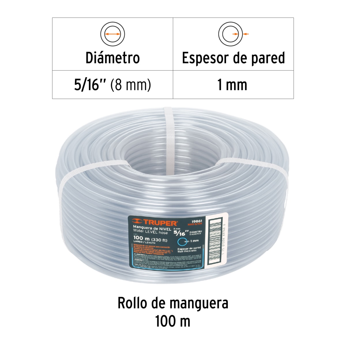 Manguera 5/16´´ de nivel en rollo de 100 m Truper2