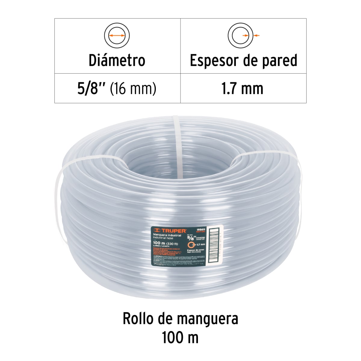Manguera 5/8´´ industrial en rollo de 100 m, Truper2