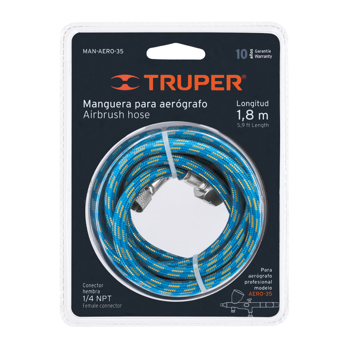 Kit aerógrafo de gravedad con vaso fijo + manguera Truper7