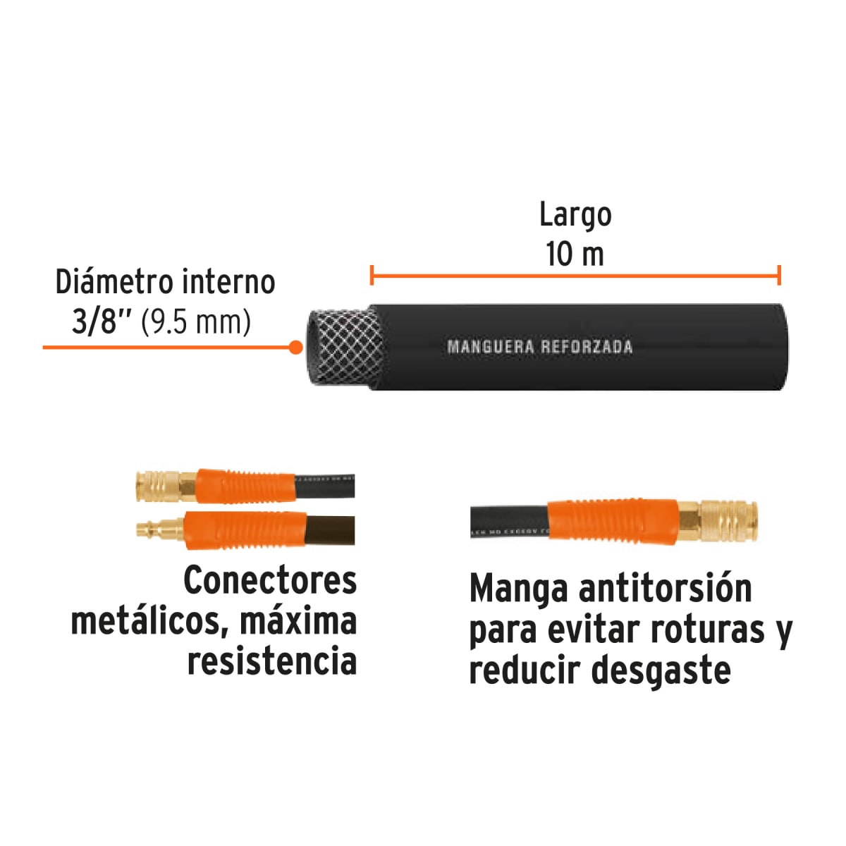 Manguera de Hule para compresora 3/8