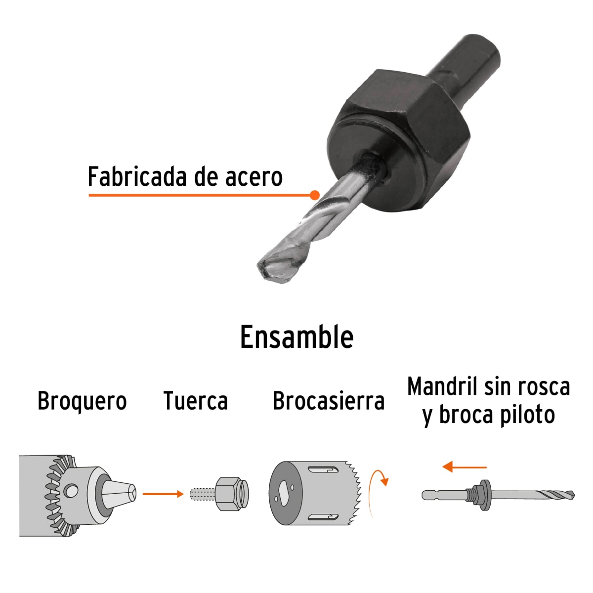 Guía para sierras copa con diamante sin rosca 1/4´´, Truper2