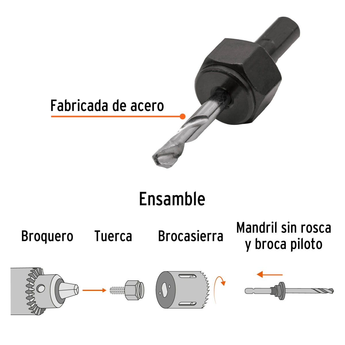 Guía para sierras copa con diamante sin rosca 3/8´´, Truper2