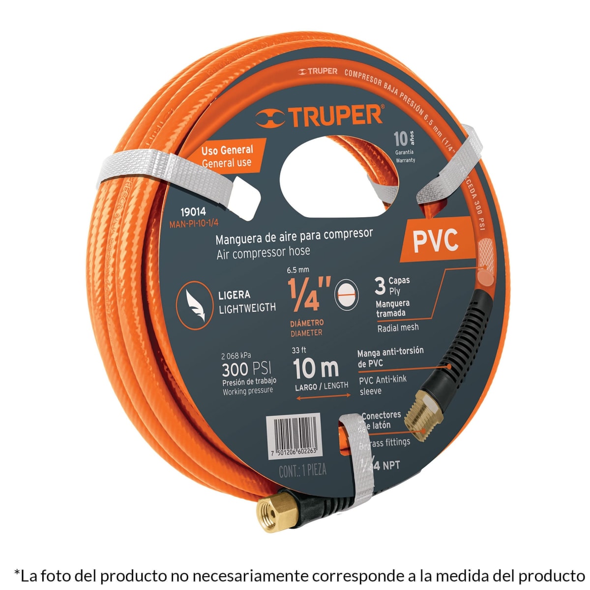 Rollo de 15 m de manguera 3/8'' de pvc para compresora Truper1