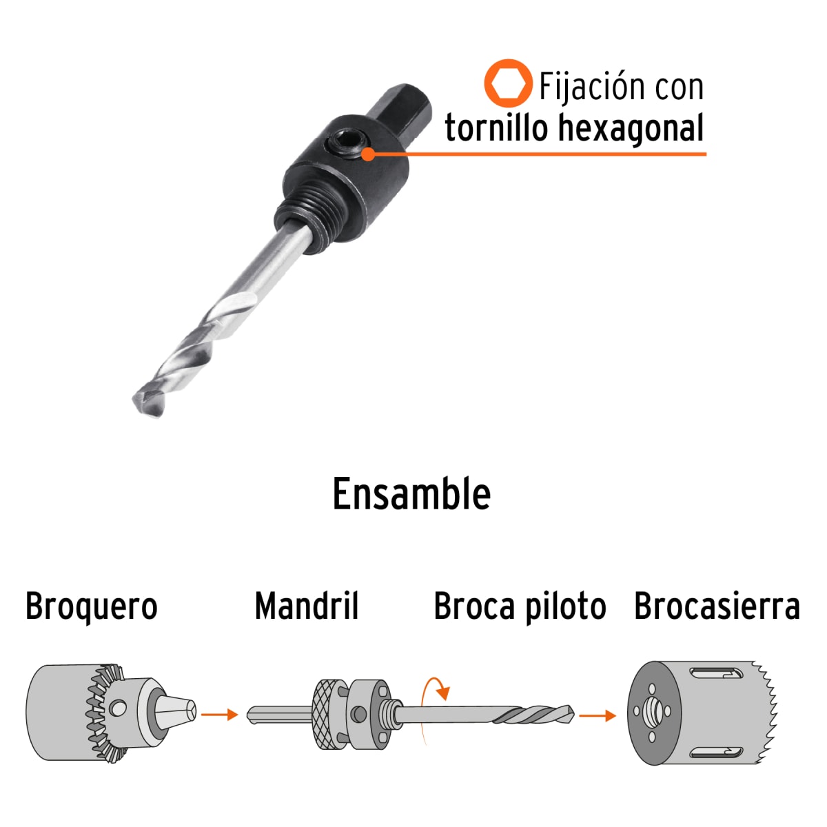 Guía zanco 3/8'' para sierras copa bimetálicas expert Truper2