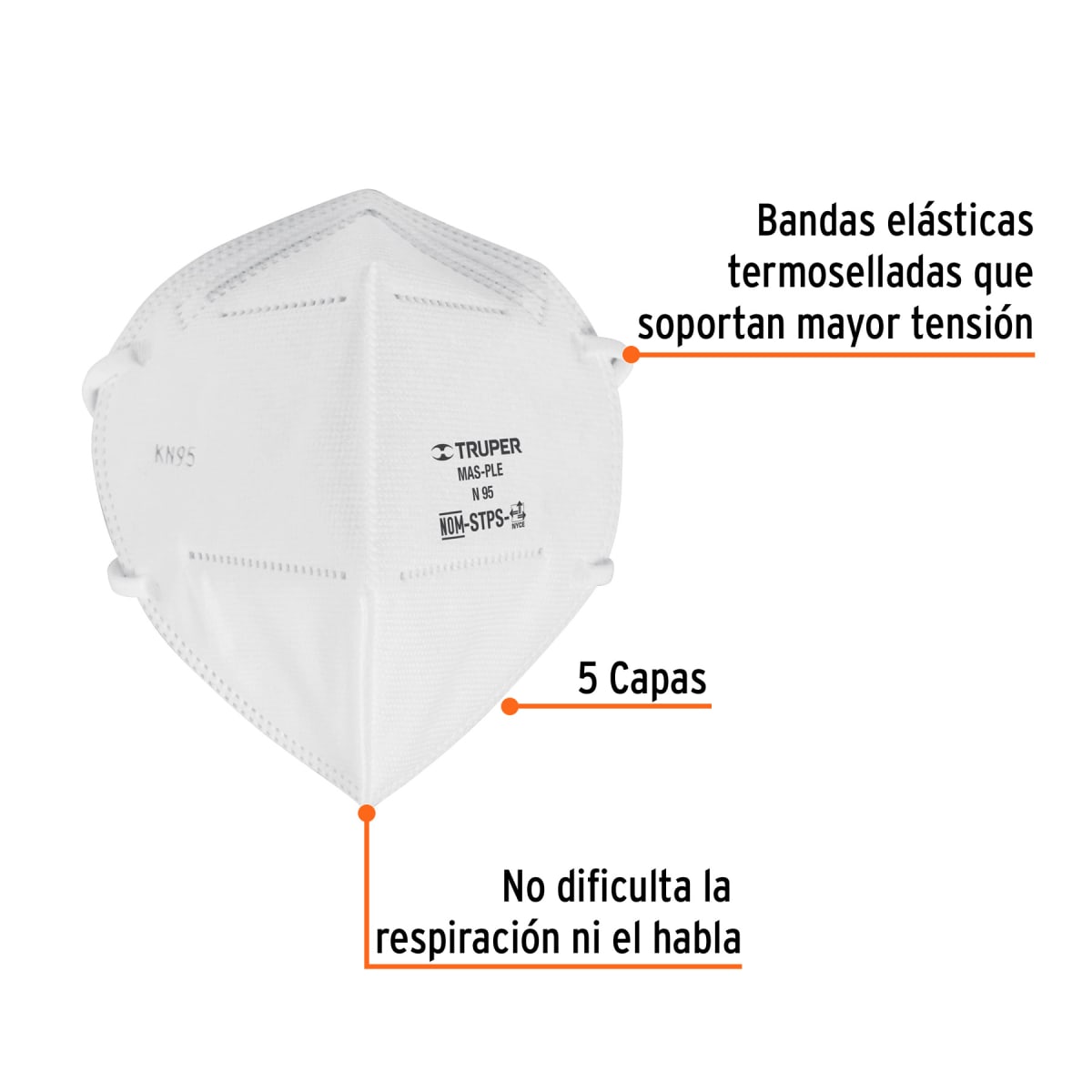 Respirador plegable N95, para polvos y partículas, Truper2