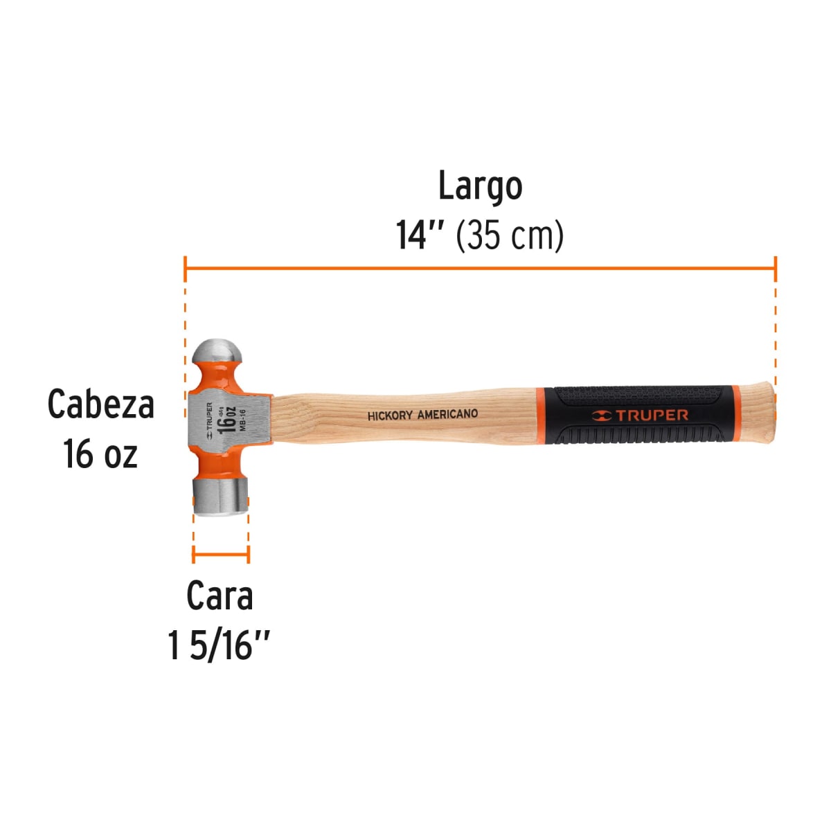 Martillo pulido de bola 16 oz mango hickory Truper3