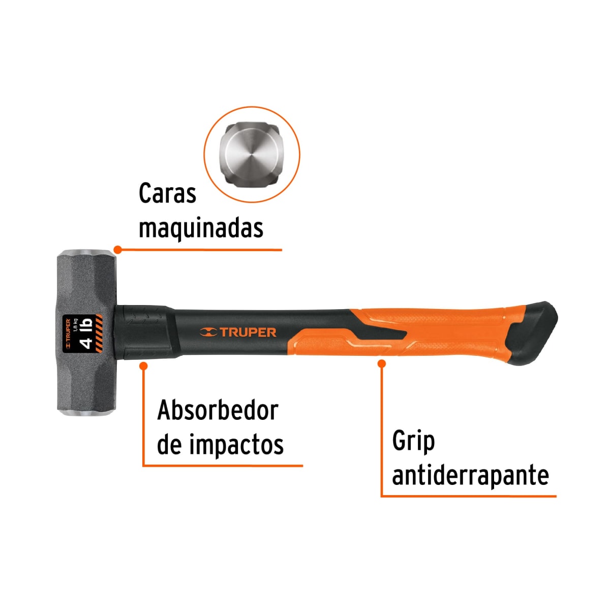 Comba octagonal 4 lb. mango de fibra de vidrio 14''. truper2