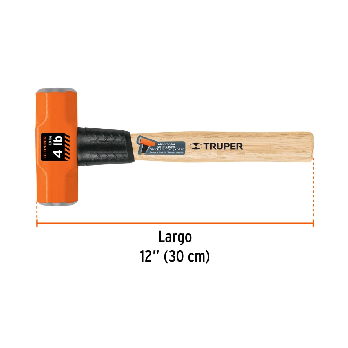 Comba octagonal 4 lb. mango de madera 12''. truper3