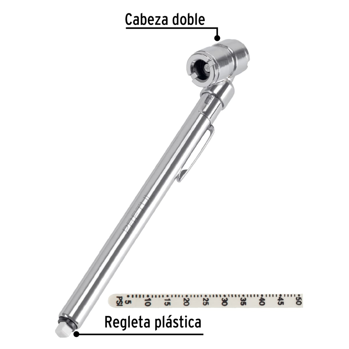 Medidor de presión 50 psi, cabeza doble, Pretul2