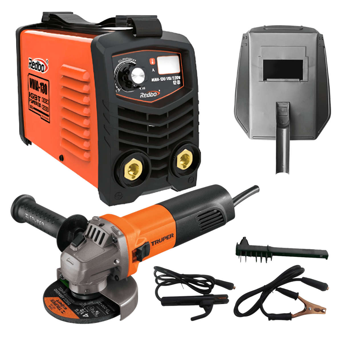 Soldadora inversora 130 A Redbo + Amoladora 4 ½