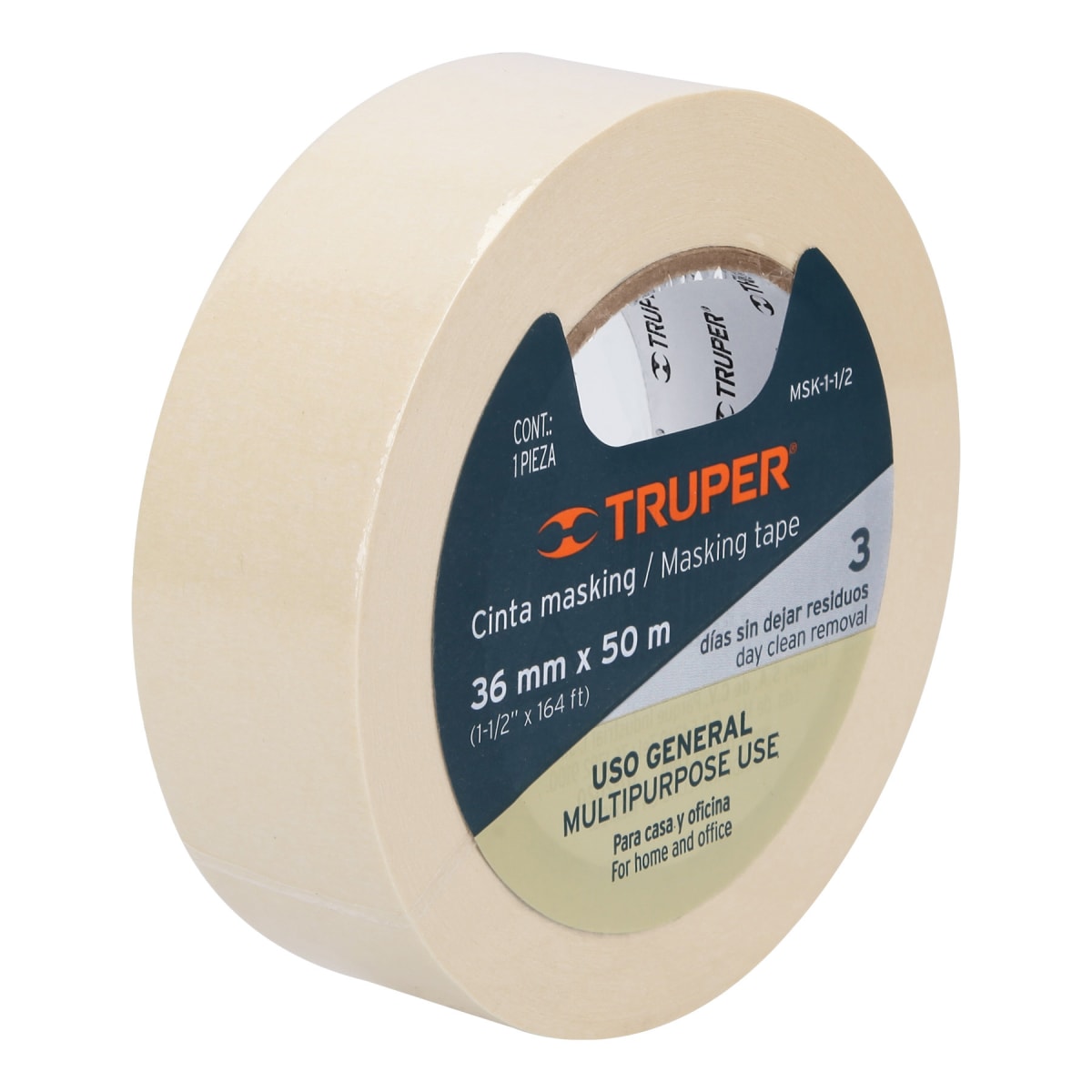 Cinta masking tape de 1-1/2'' x 50 m. truper2