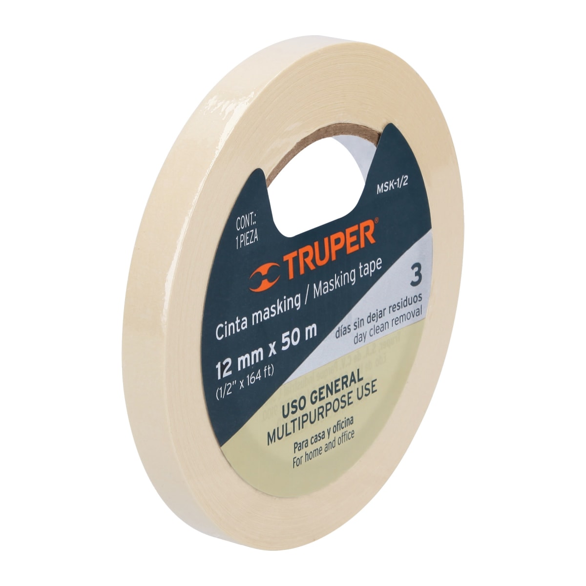 Cinta masking tape de 1/2'' x 50 m Truper2