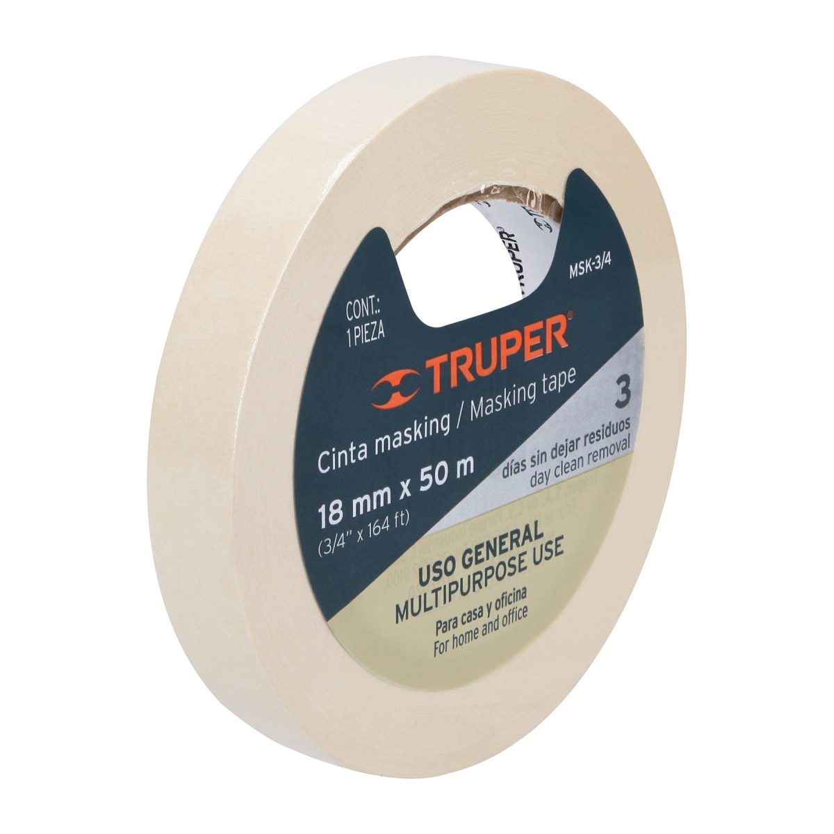 Cinta masking tape de 3/4'' x 50 m. truper2