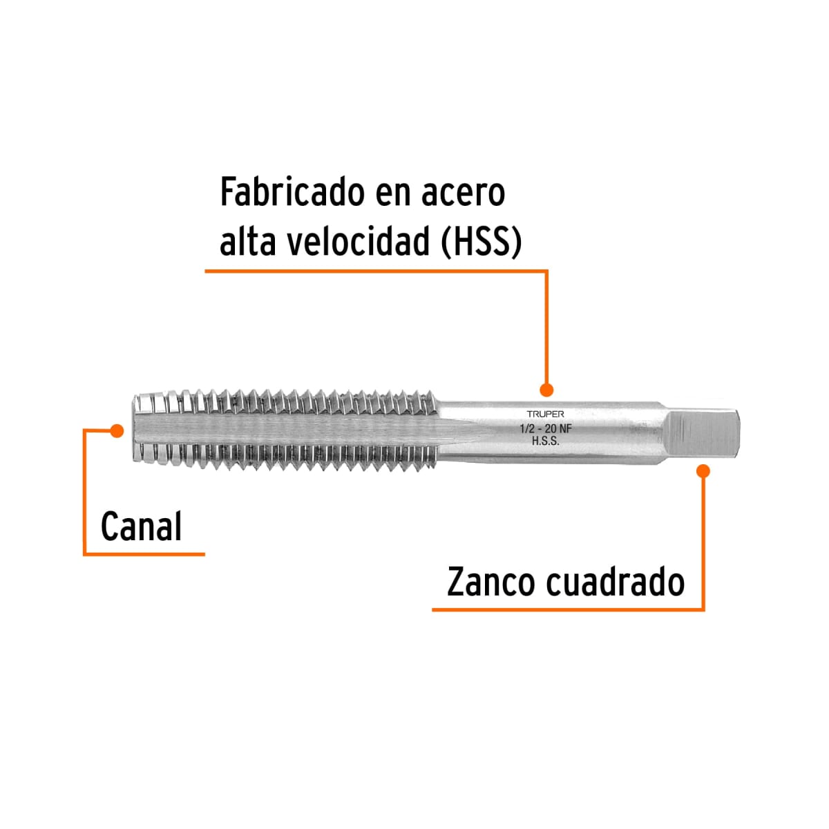 Macho semicónico 1/2´´ x 20 cuerda fina, Truper2