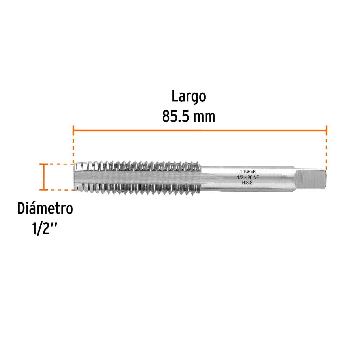 Macho semicónico 1/2´´ x 20 cuerda fina, Truper3