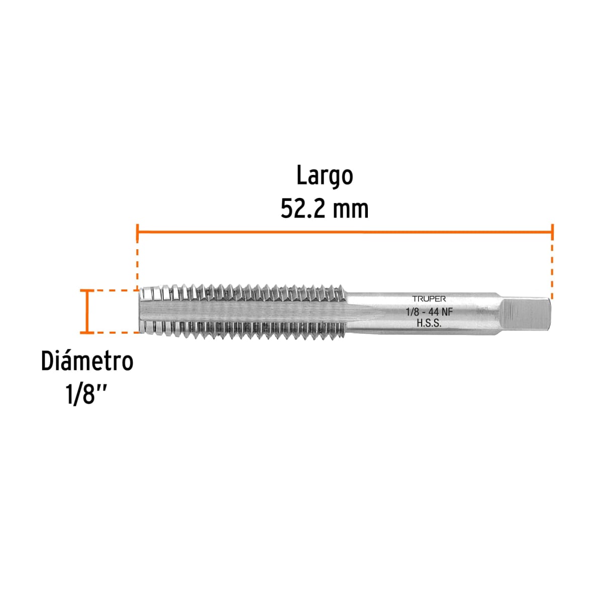 Macho semicónico 1/8´´ x 44 cuerda fina, Truper3