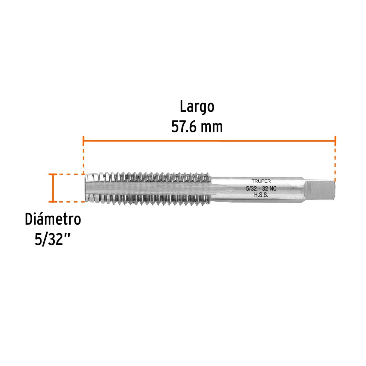 Macho semicónico 5/32´´ x 32 cuerda gruesa, Truper3