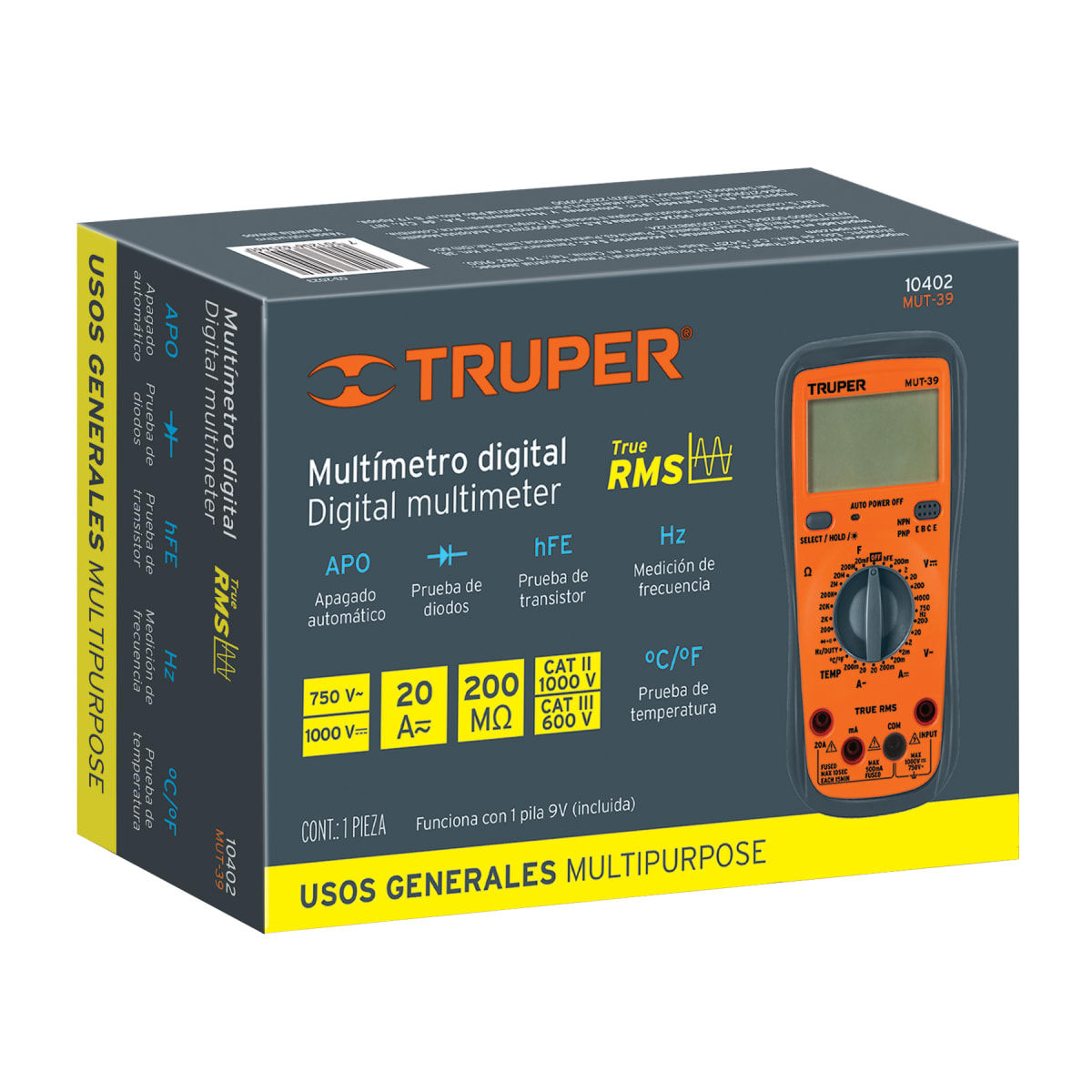 Multímetro digital profesional con RMS verdadero Truper6