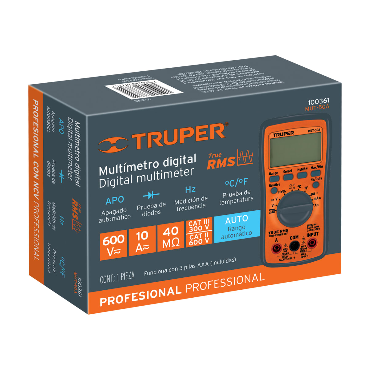 Multitester Digital Auto Rango Deluxe Truper6