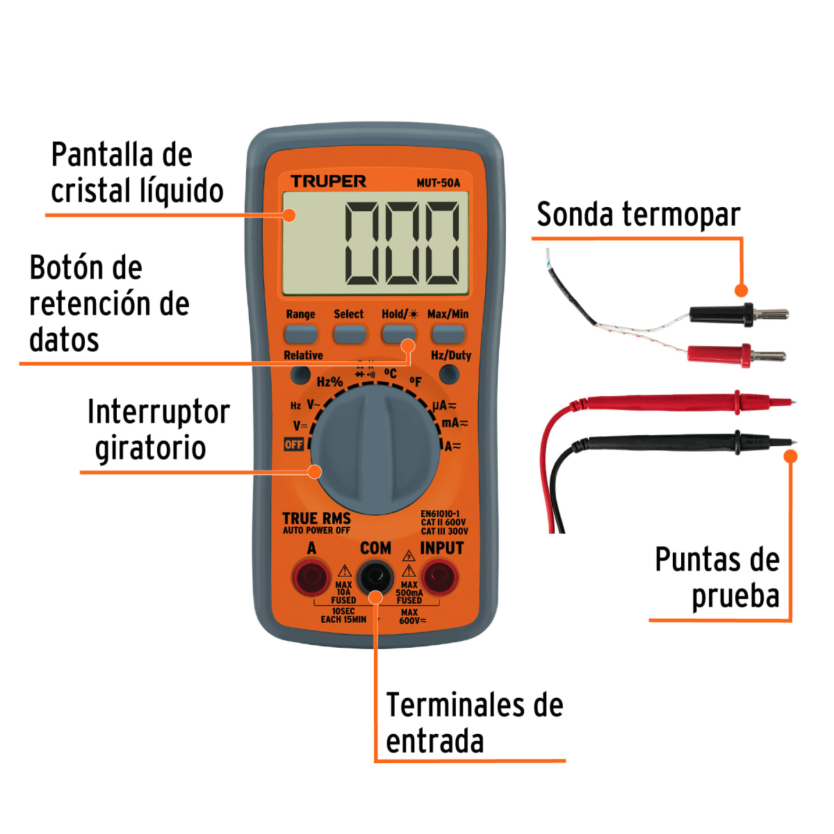Multitester Digital Auto Rango Deluxe Truper3