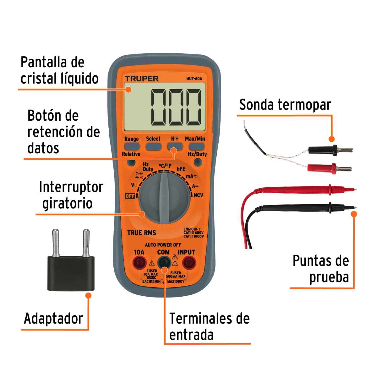 Multitéster profesional con rms verdadero y auto rango deluxe Truper2