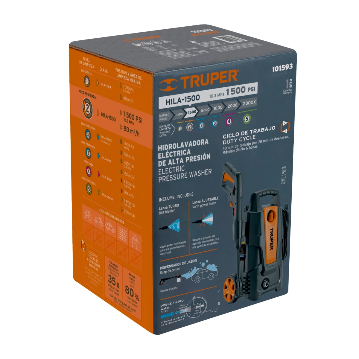 Hidrolavadora 1500psi + Kit de Riego 10m Truper6