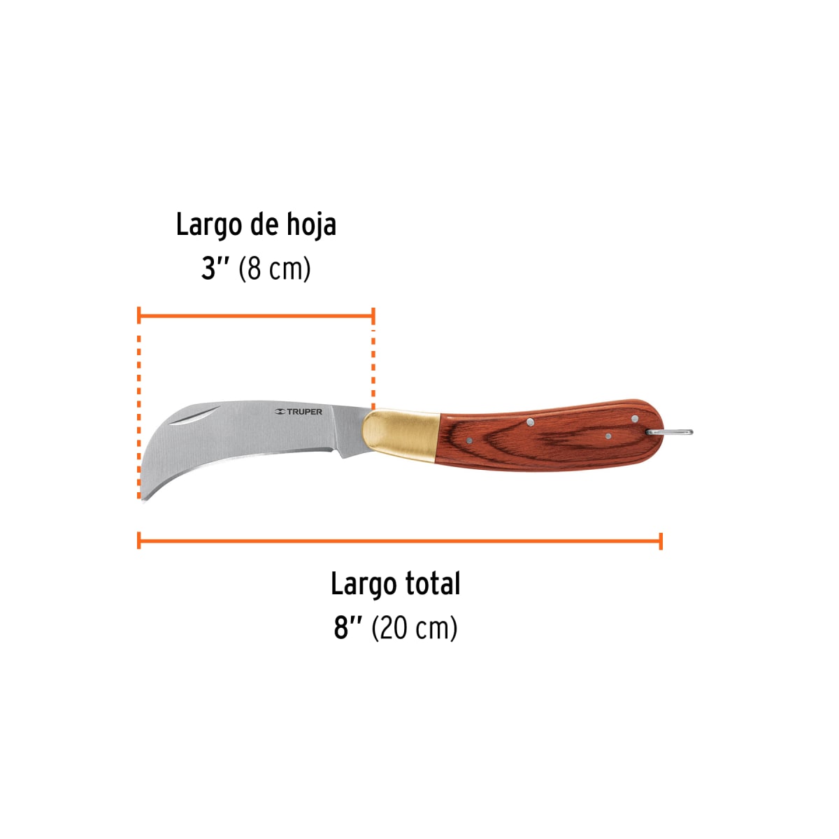 Cuchillo abatible universal 8´´ mango madera, Truper3