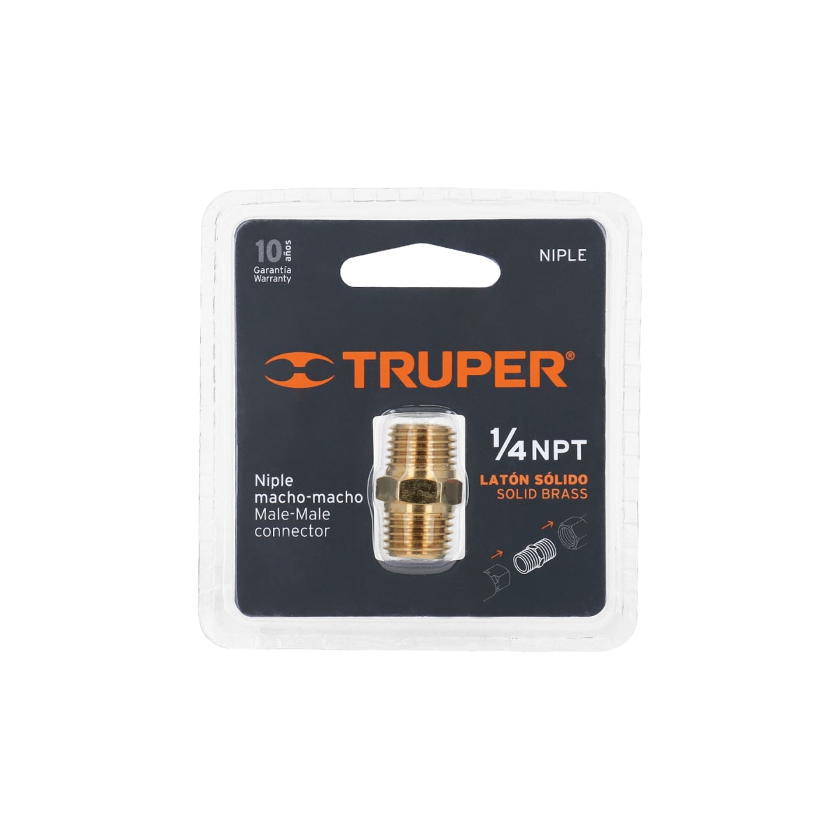 Niple de latón. tipo ff. cuerda 1/4 npt. truper3
