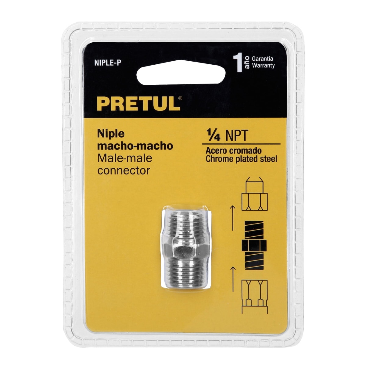 Niple acero, cuerda 1/4 NPT, Pretul3