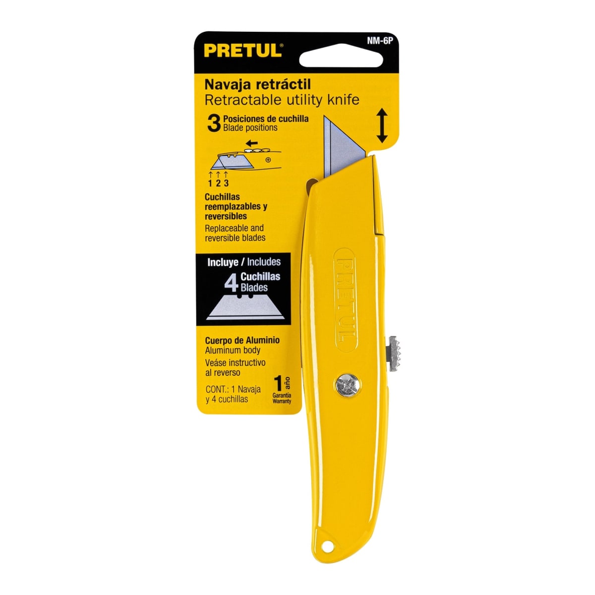 Navaja retráctil 6'' cuerpo de aluminio Pretul4