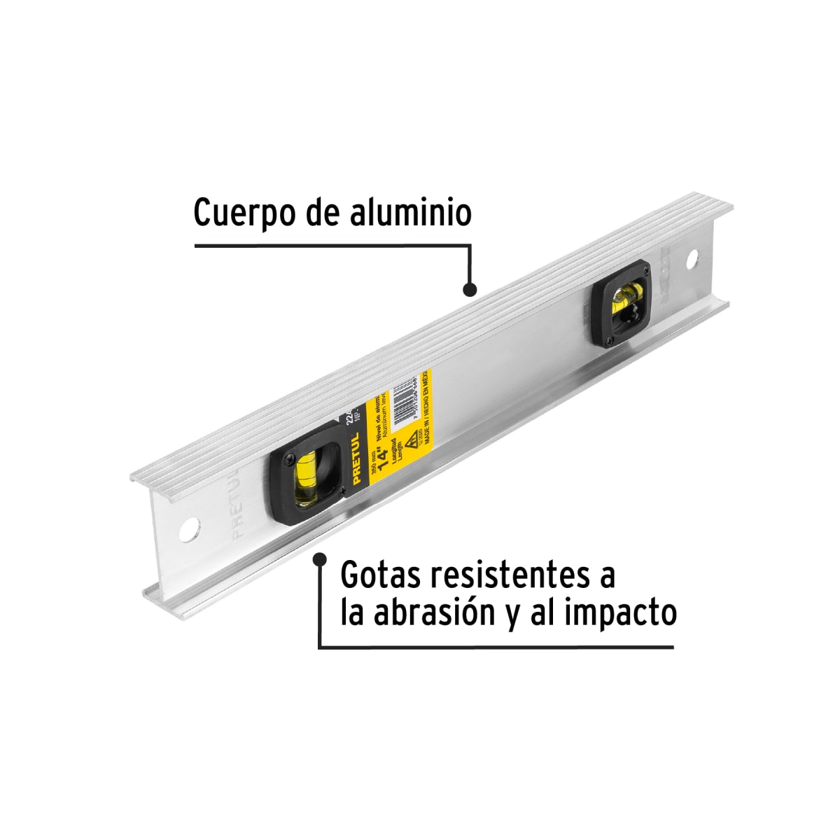Nivel de 14´´ cuerpo de aluminio, Pretul2