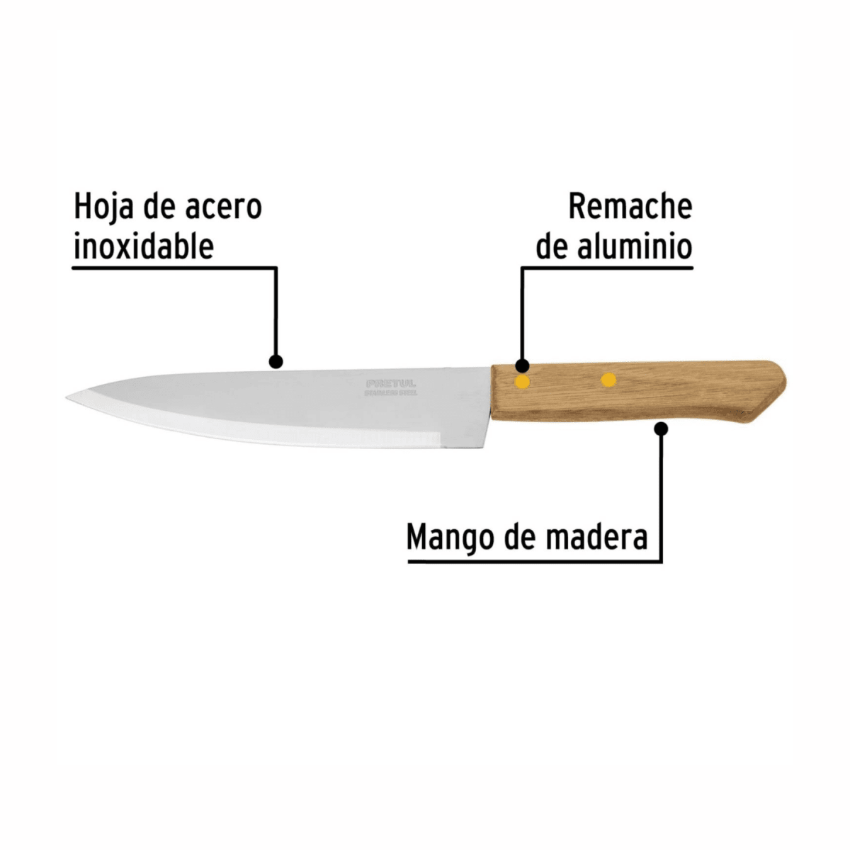 Combo 4 cuchillos con afilador de cuchillos inox. Truper6