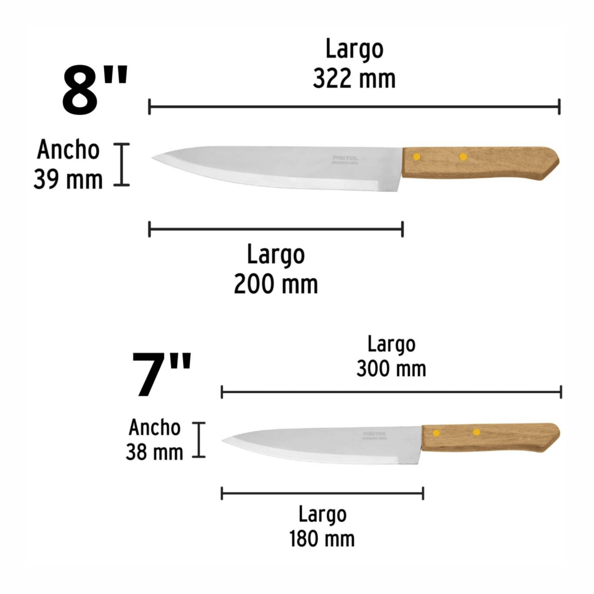 Combo 4 cuchillos con afilador de cuchillos inox. Truper4