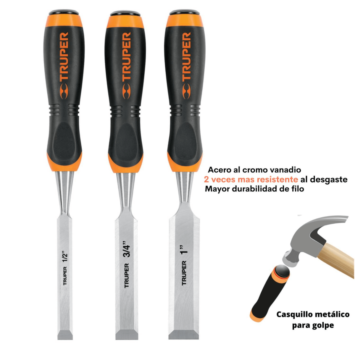 Combo cepillo carpintero #4 con cuchilla de vuelta y formones Truper6