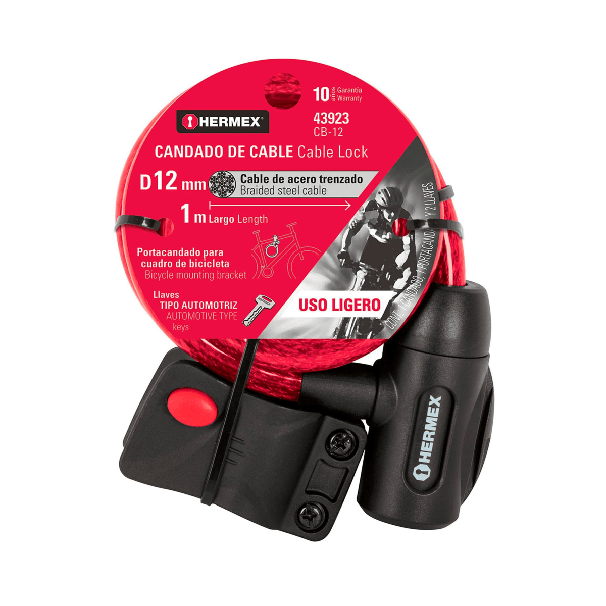 Combo Candado cadena para bicicleta con Mini Inflador 75 Psi Truper10