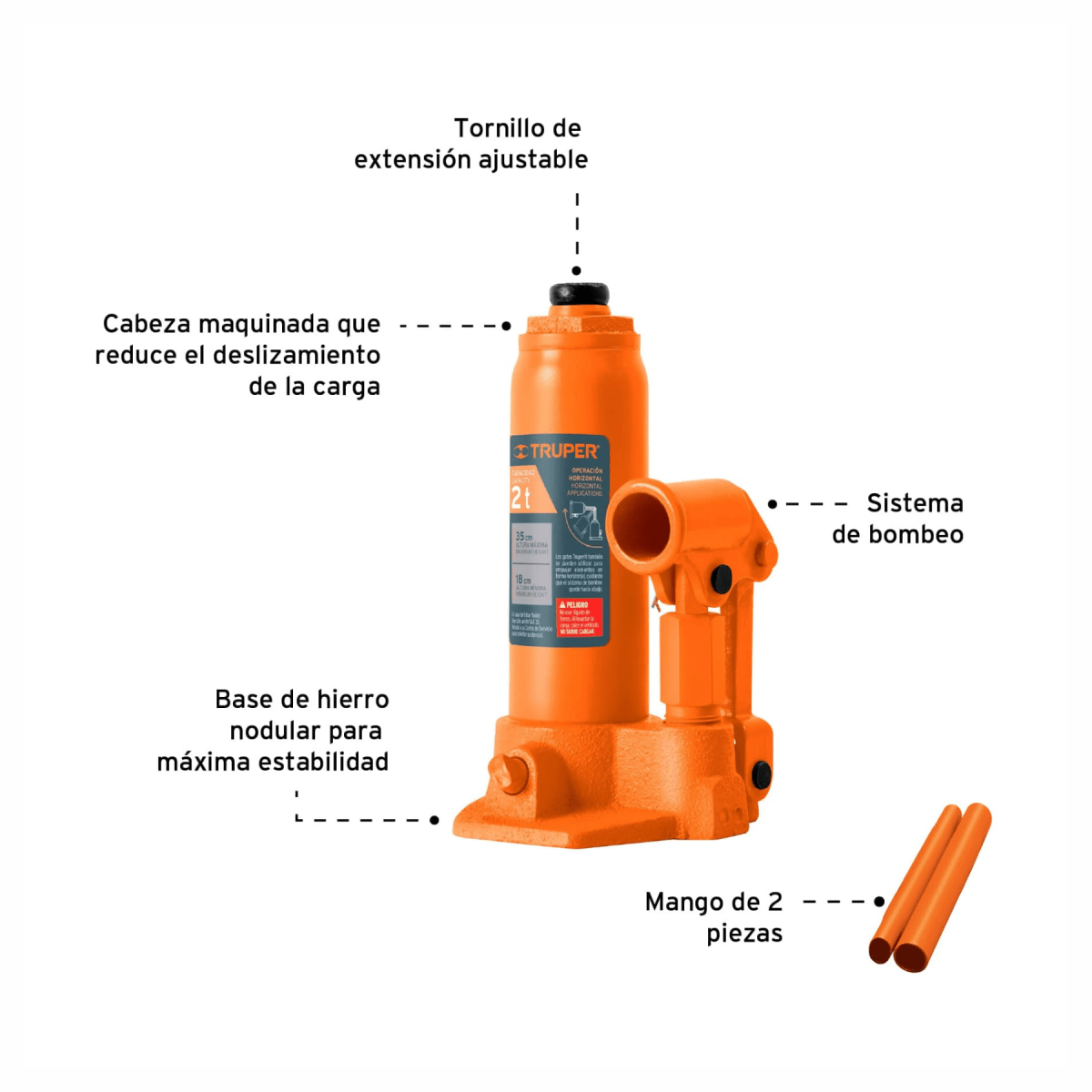 Kit Gata 2 ton triangulo de seguridad y llave ruedas Truper3