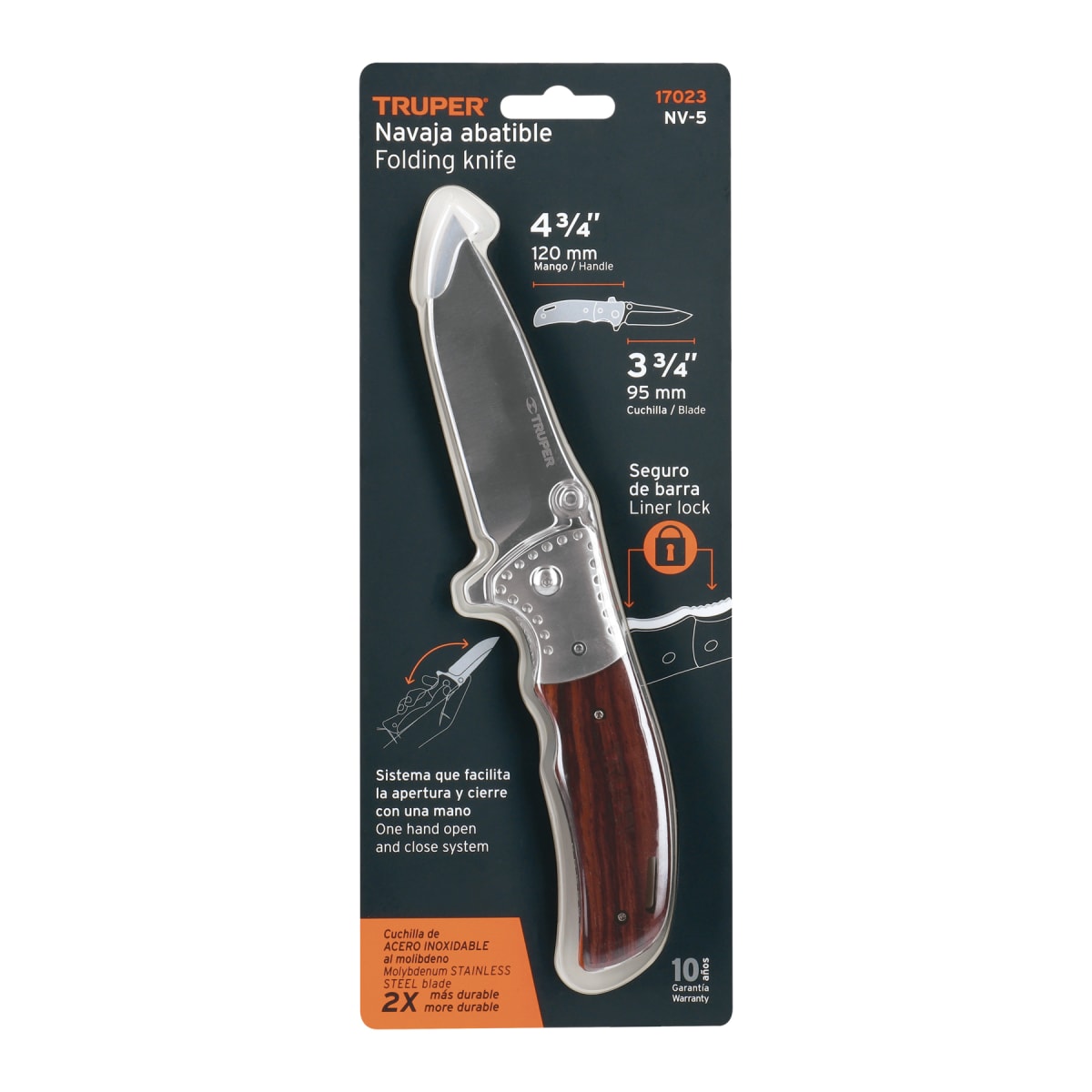 Navaja abatible 4-3/4´´ mango de madera, Truper3