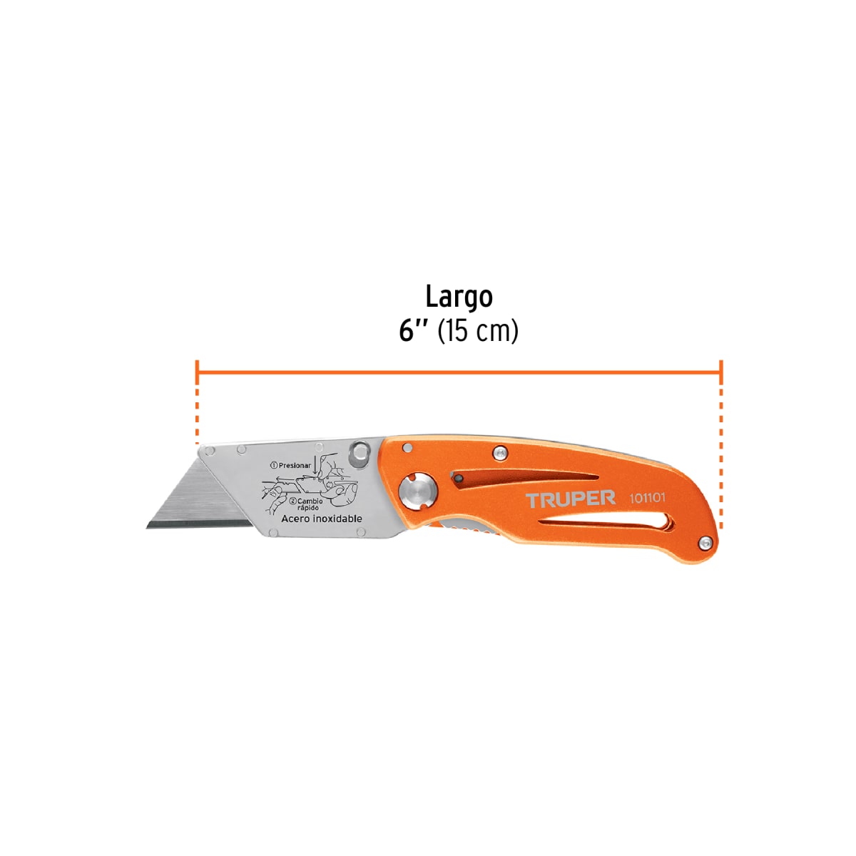 Navaja abatible 6'' cuerpo de aluminio y acero inox Truper3
