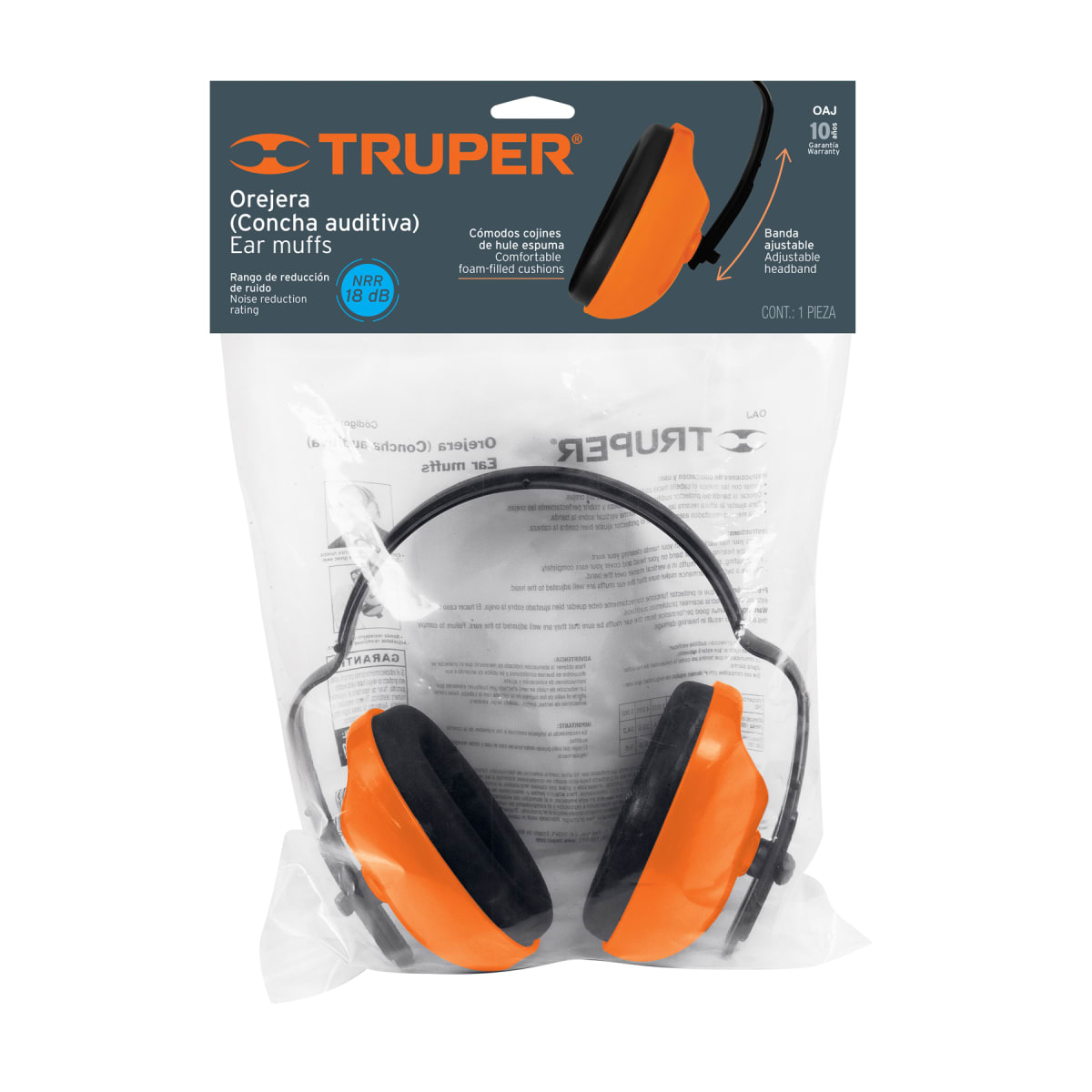 Orejera Ajustable Protector Auditivo Truper4