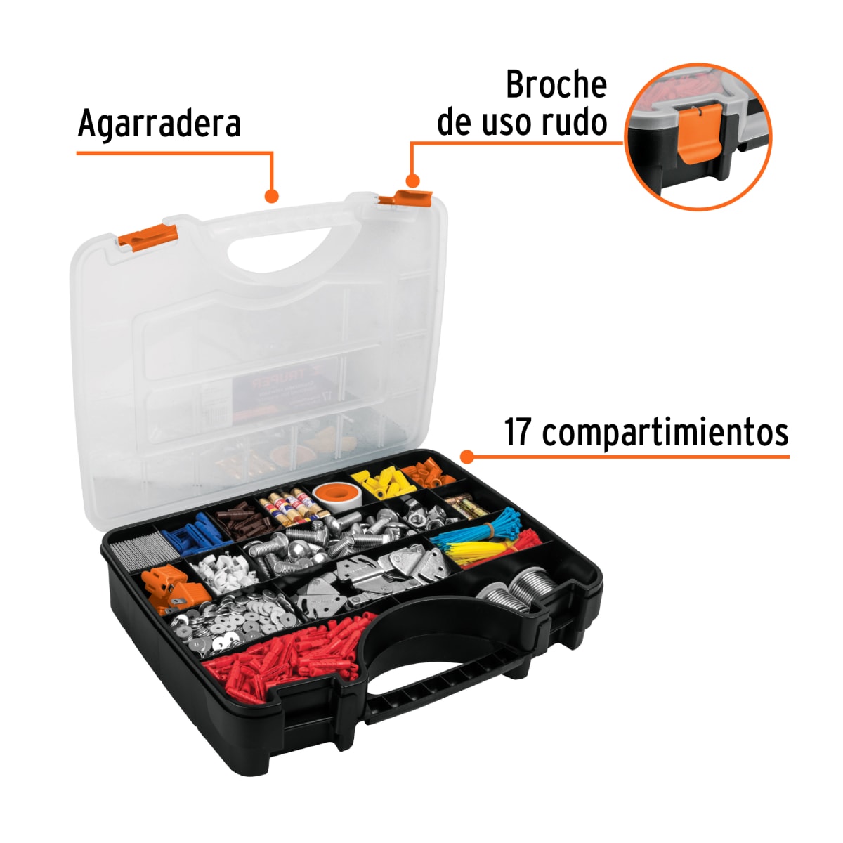 Combo estante 5 repisas y organizadores de 17 y 11 compartimientos Truper9