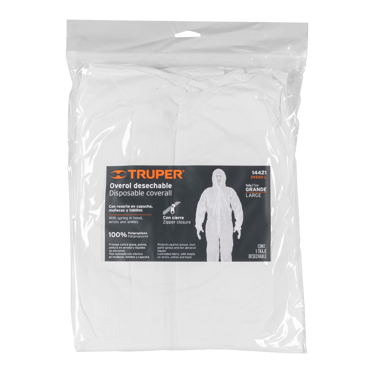 Overol desechable, talla L Truper3