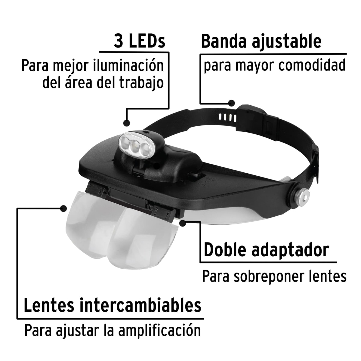 Linterna lupa optovisor con 3 LED Pretul5