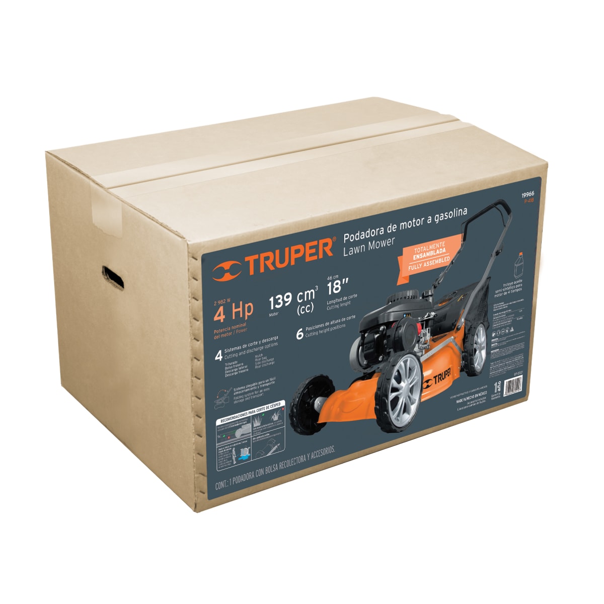 Podadora con motor a gasolina de 4 hp 18