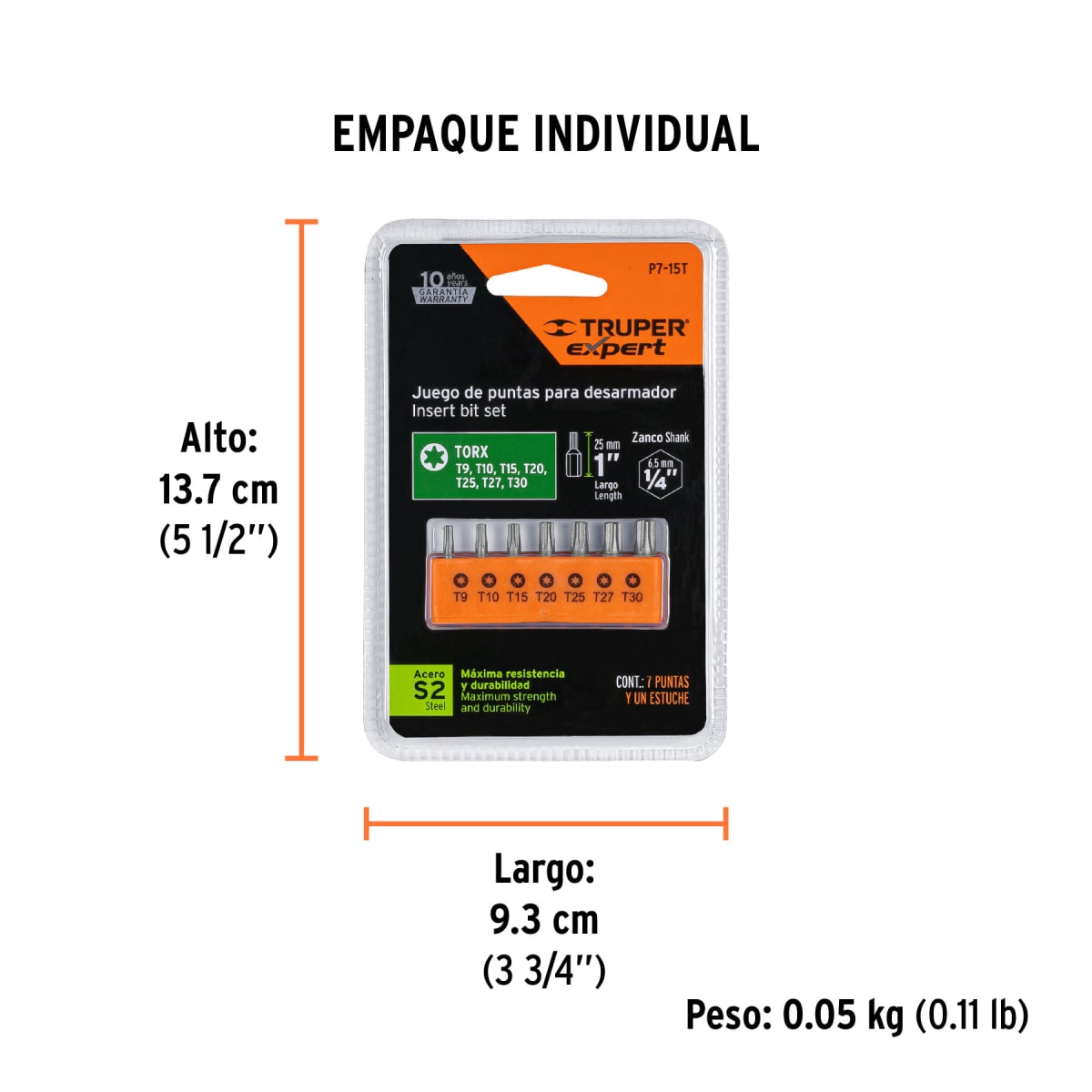Juego de 7 puntas torx combinadas largo 1'' Truper5
