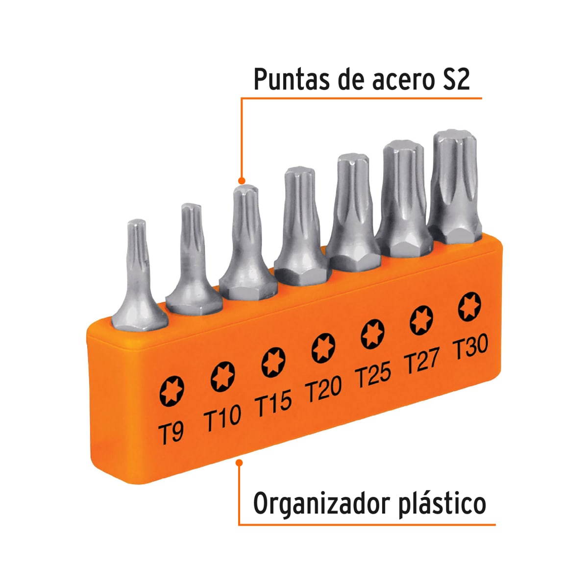Juego de 7 puntas torx combinadas largo 1'' Truper2