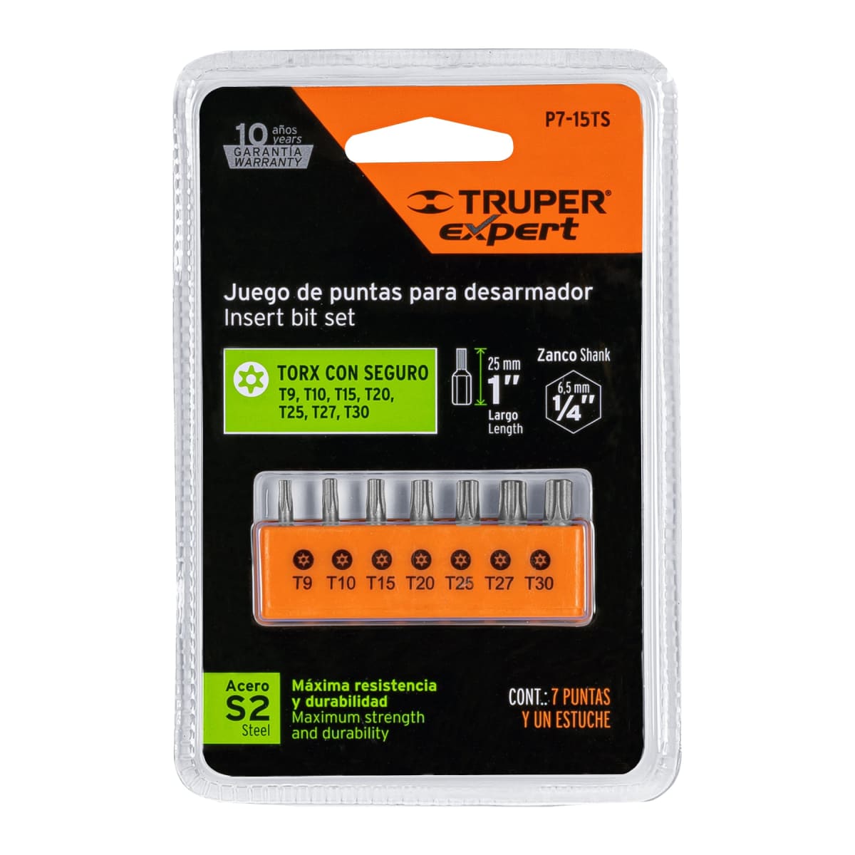 Juego de 7 puntas torx combinadas largo 1