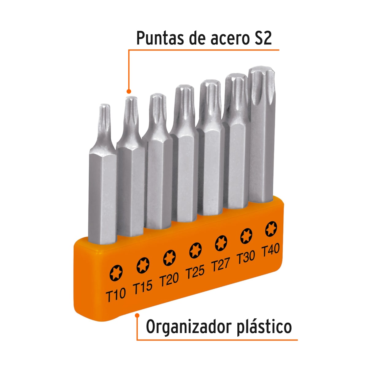 Juego de 7 puntas torx combinadas largo 2'' Truper2